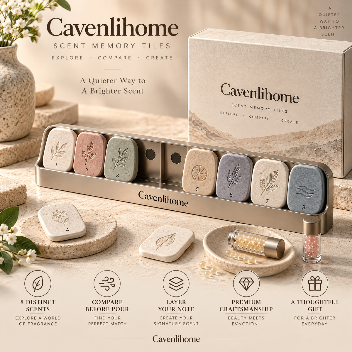 Cavenlihome™ Scent Memory Ceramic Tile Library